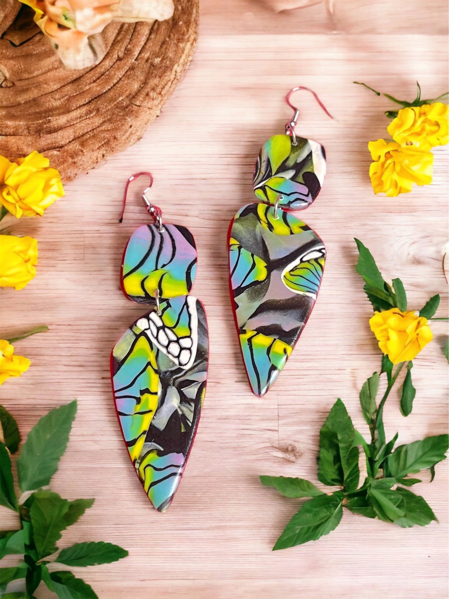 Hand Made Multi-Colored Butterfly Dangled Earrings