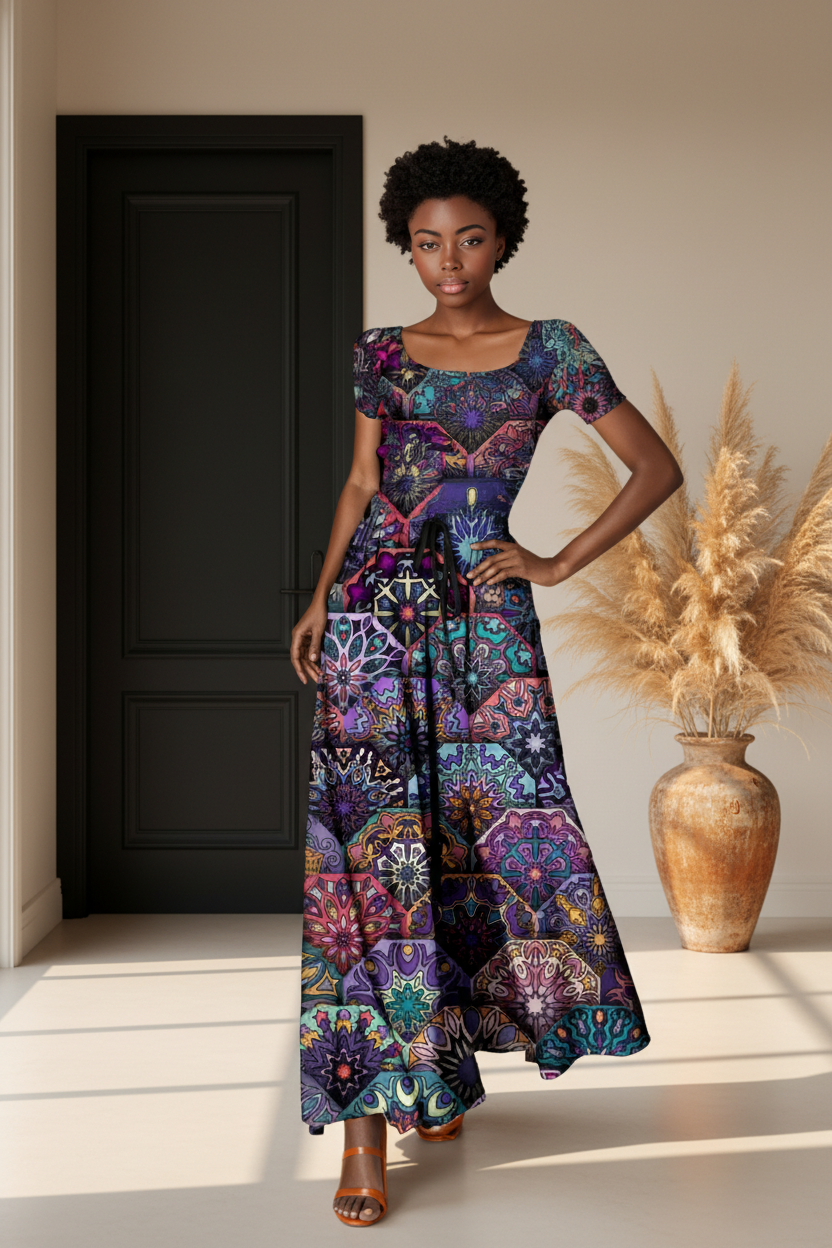 Printed Maxi Skirt with Pockets, Three Color Patterns