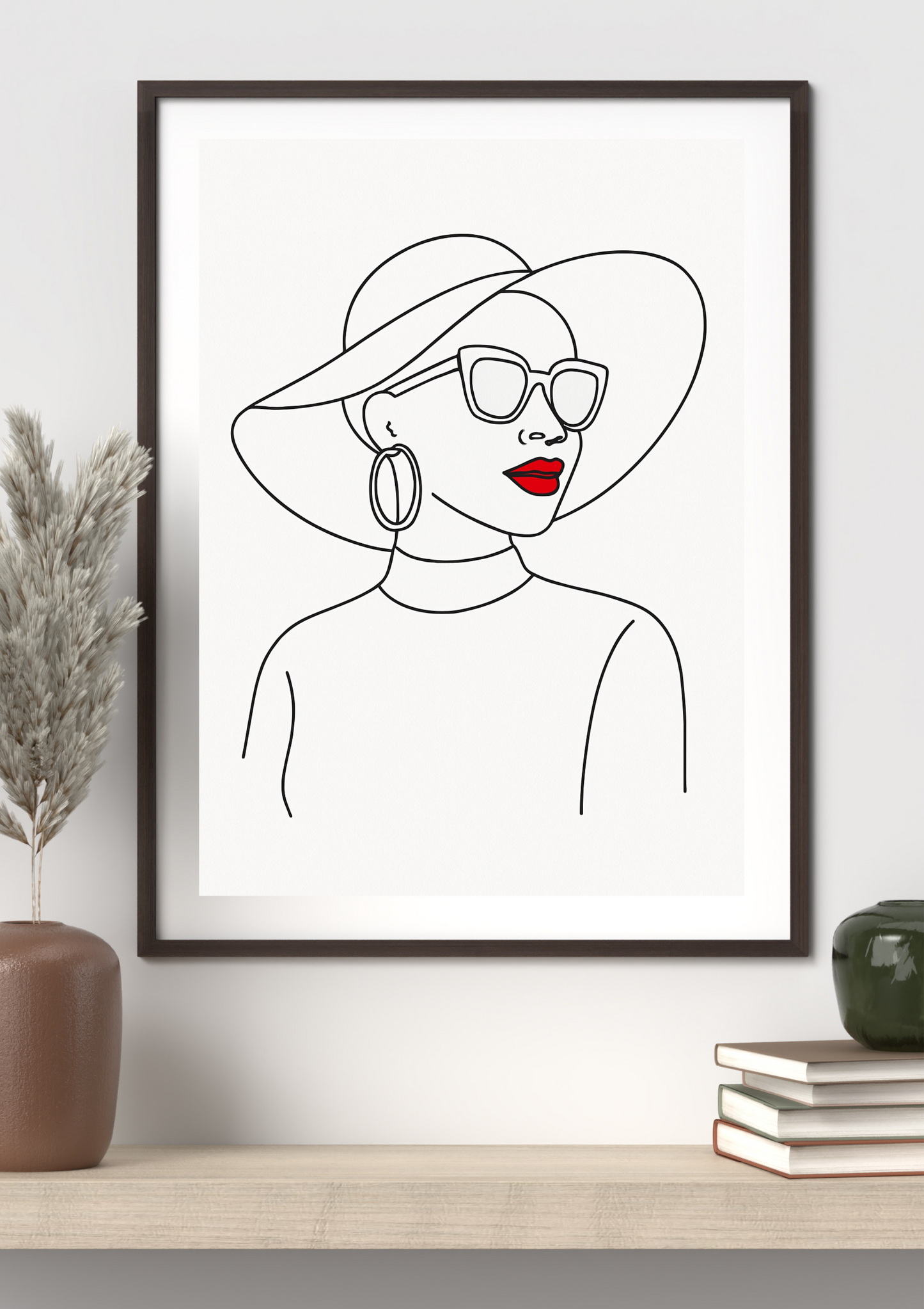 4 Images African American Women Prints with Red Accents | Continuous Line Drawing Posters | 11x14 Digital Prints