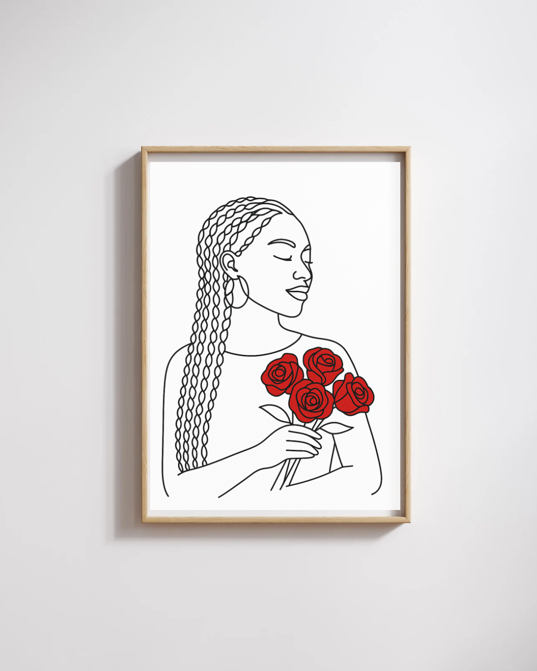 4 Images African American Women Prints with Red Accents | Continuous Line Drawing Posters | 11x14 Digital Prints