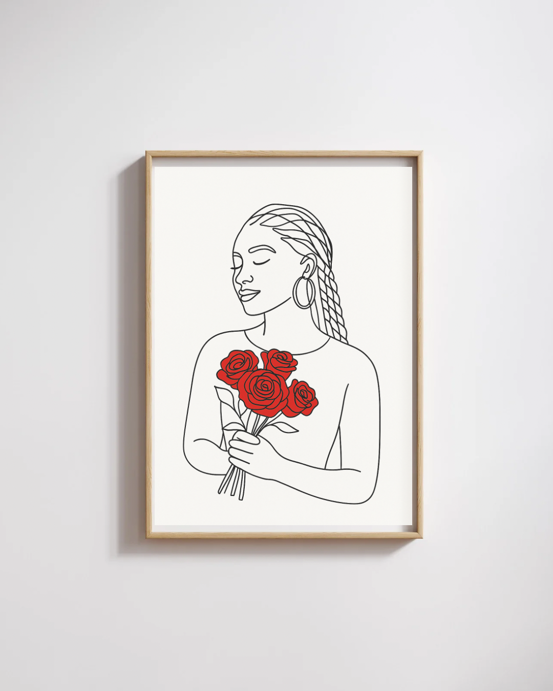 4 Images African American Women Prints with Red Accents | Continuous Line Drawing Posters | 11x14 Digital Prints