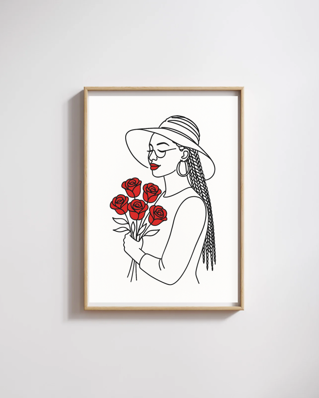 4 Images African American Women Prints with Red Accents | Continuous Line Drawing Posters | 11x14 Digital Prints