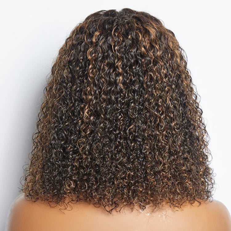 14 inch 5"x5" Closure Lace Wig Kinky Curly Brazilian Human Virgin Hair 150% Density - Gluless