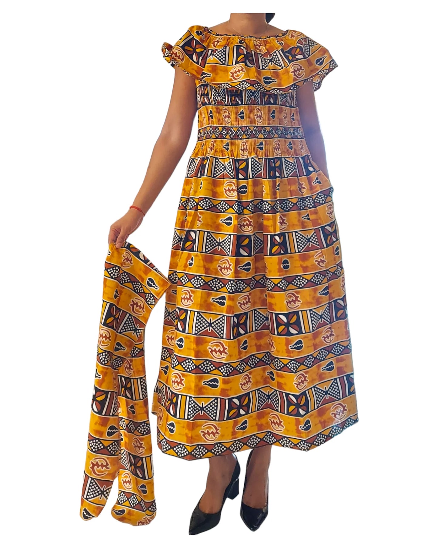 Long Tube Maxi Dress- Mud with Head Wrap (free size)