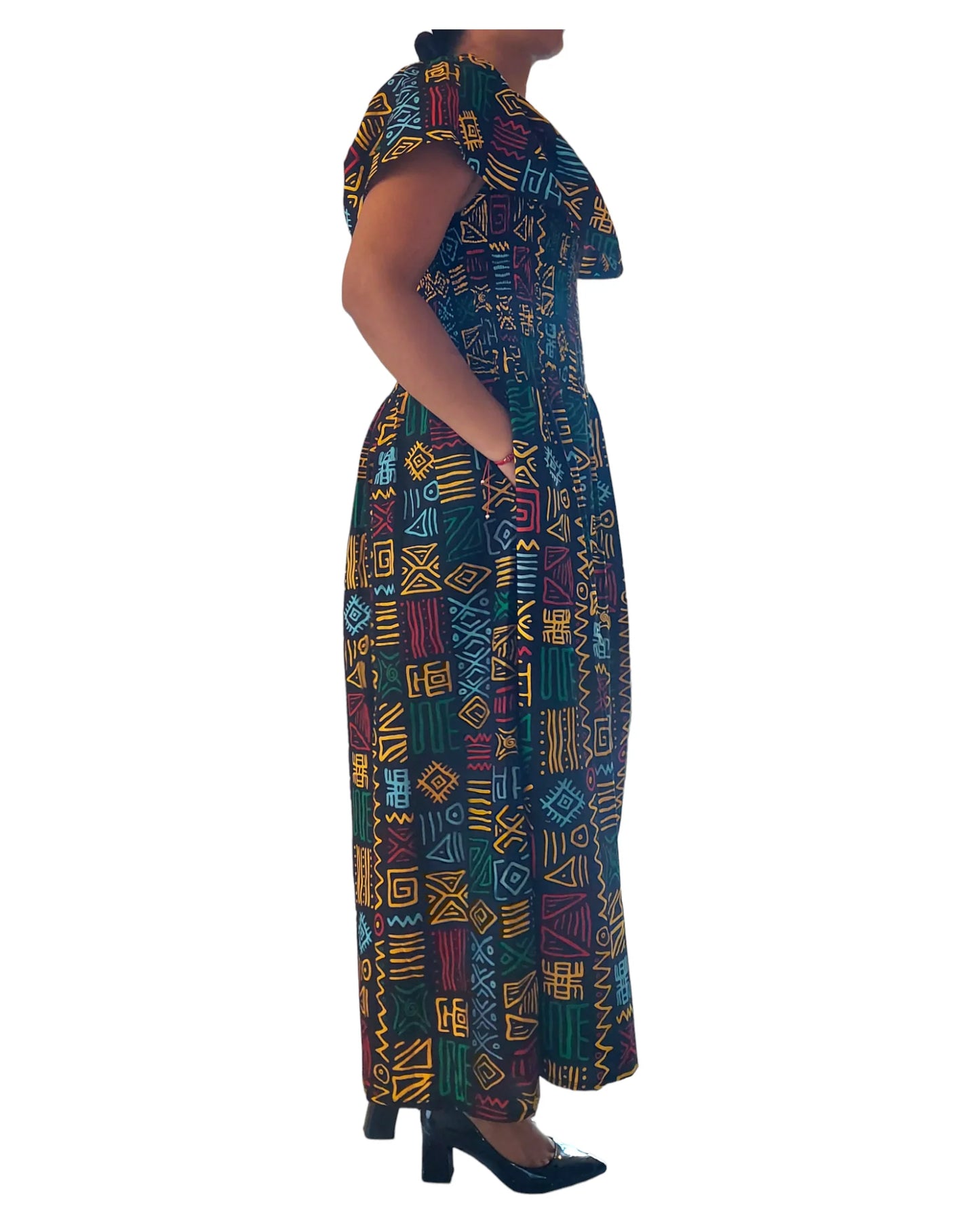 Long Tube Maxi Dress- Rasta with Head Wrap (free size)