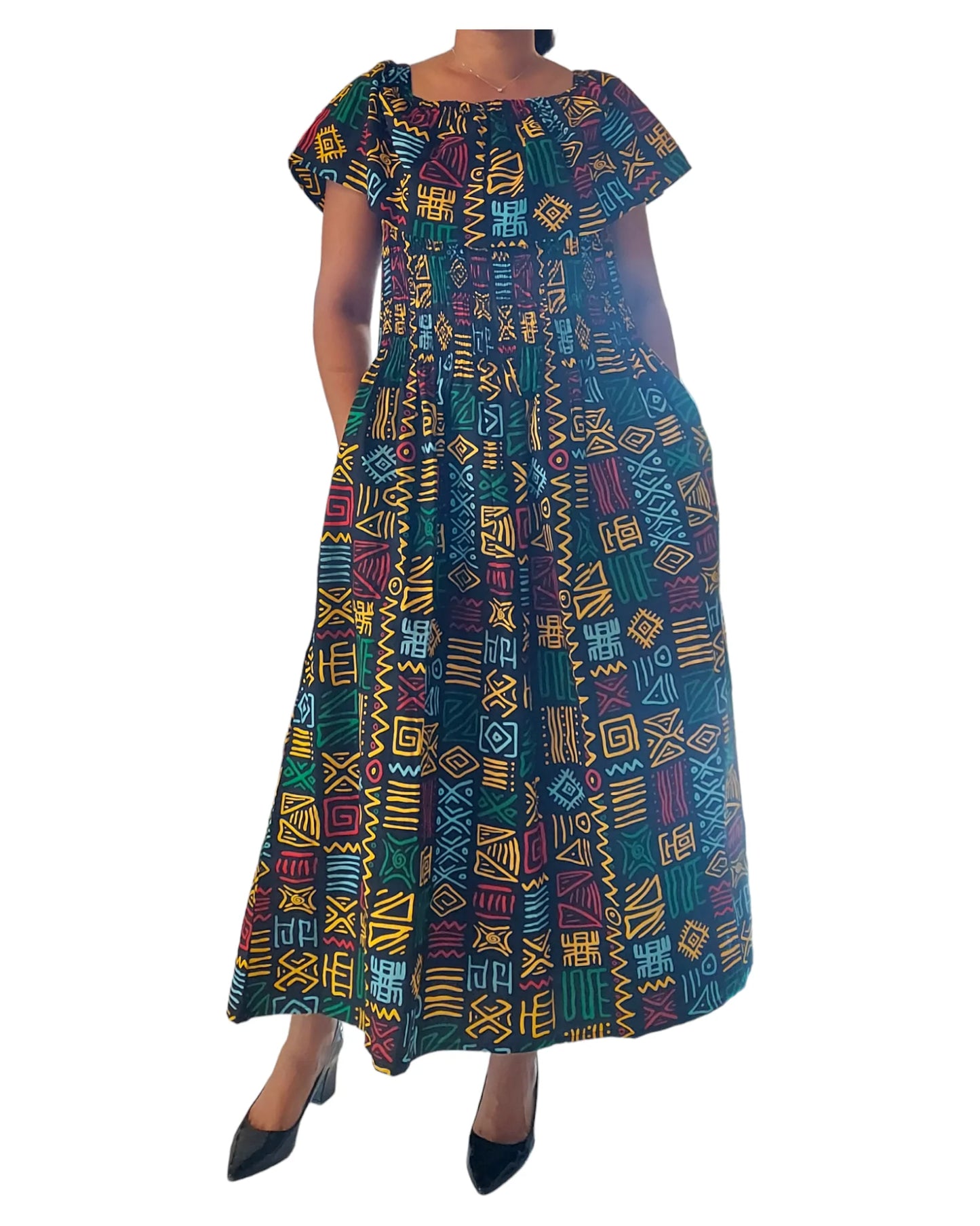 Long Tube Maxi Dress- Rasta with Head Wrap (free size)