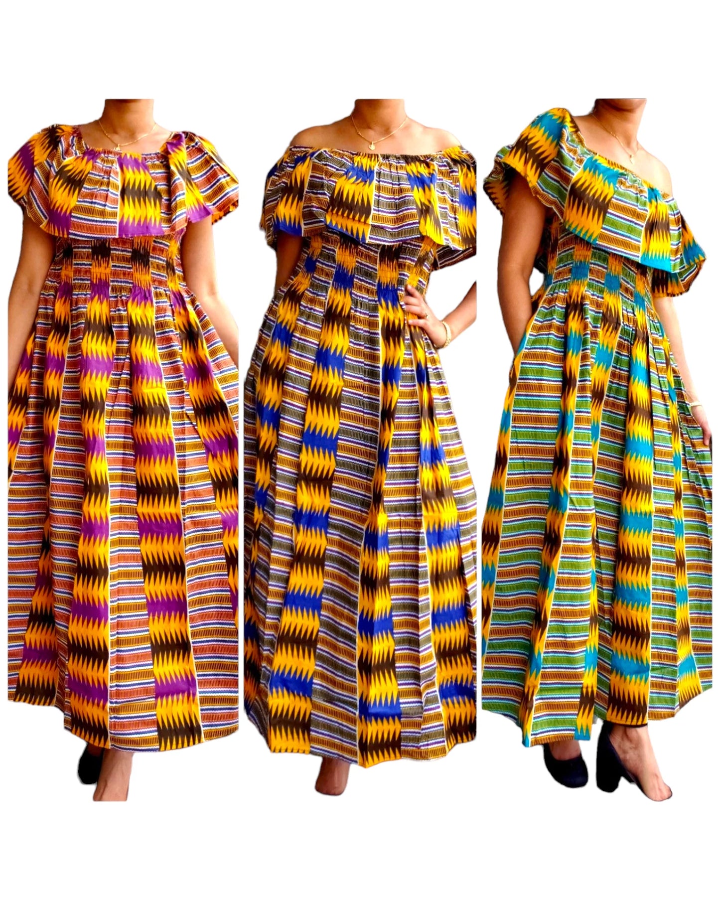 Long Kente Maxi Dress (free size)