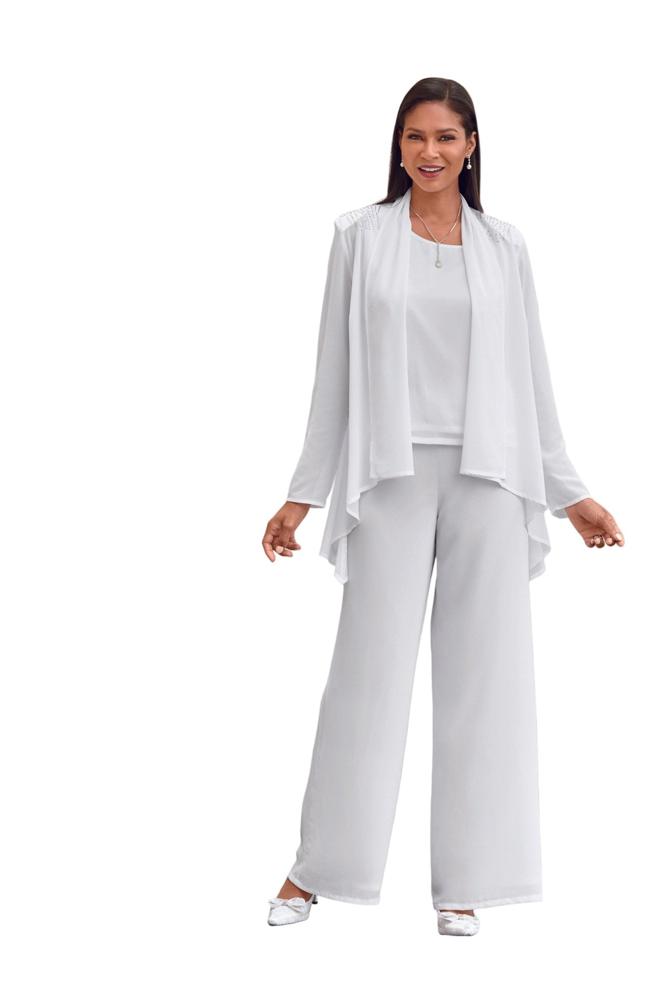 Jeweled Shoulders 3-Pc. Pantset by EY Boutique