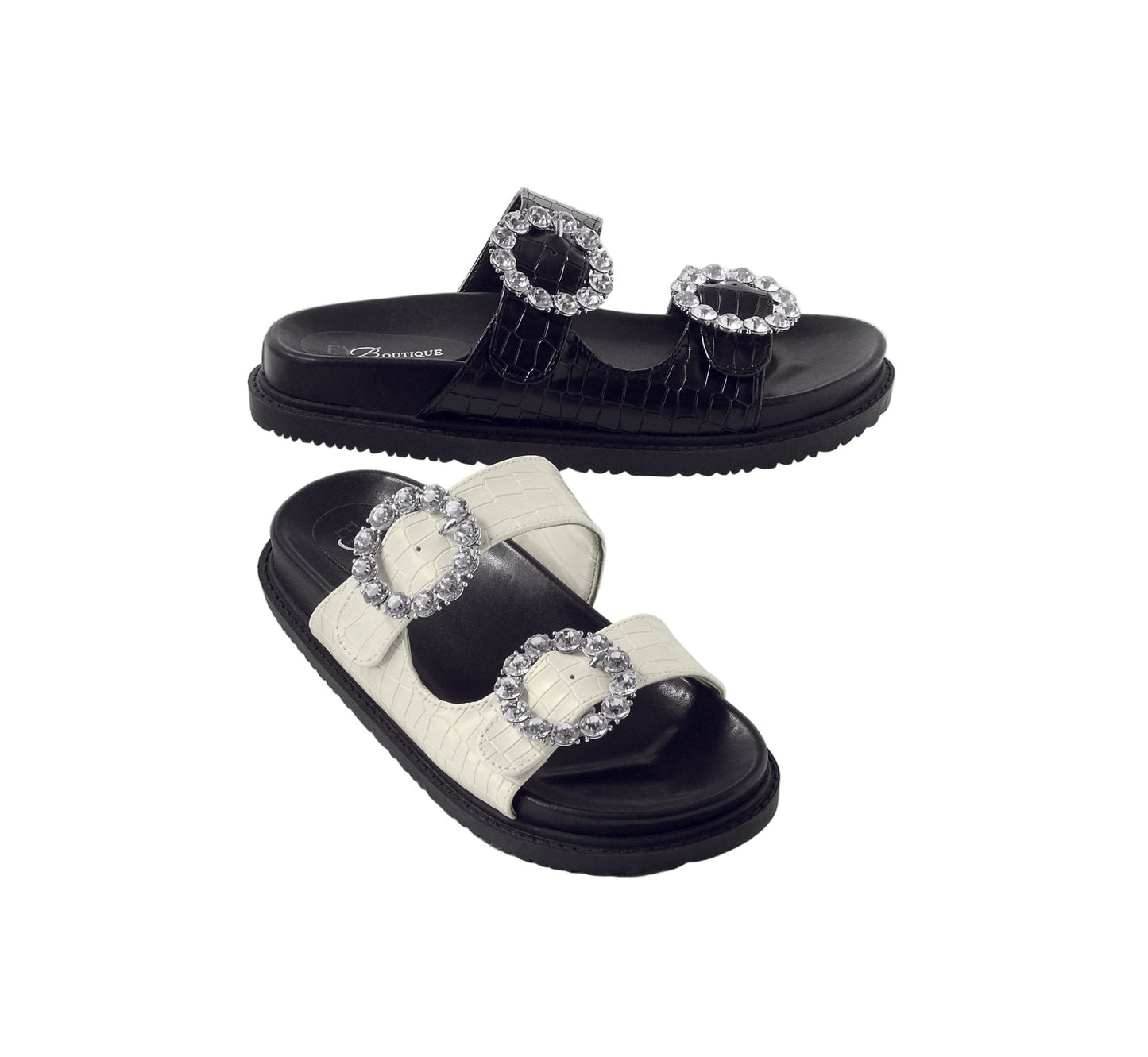 Jeweled Buckles Comfort Slide by EY Boutique