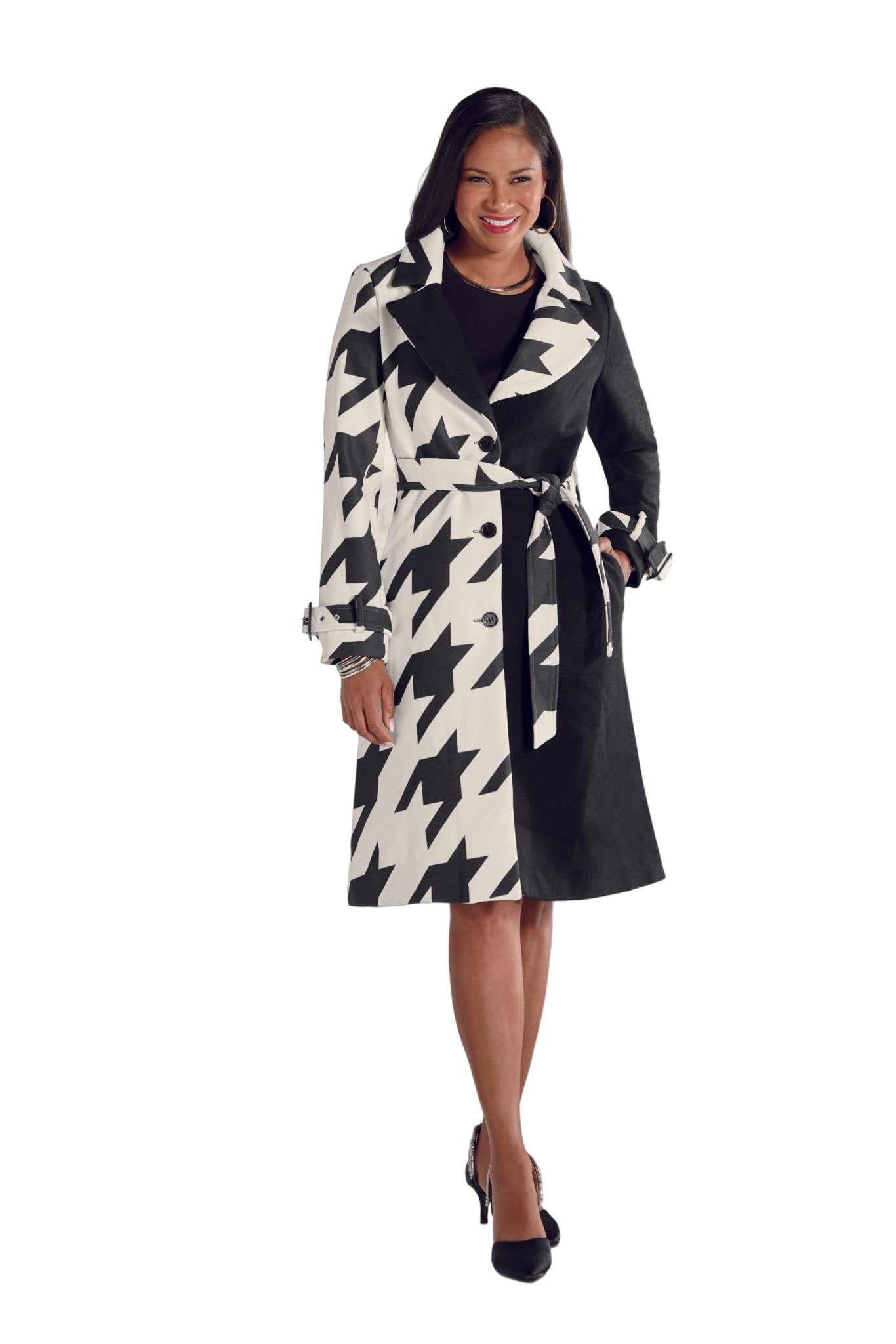 Half 'n' Half Houndstooth Coat by Studio EY