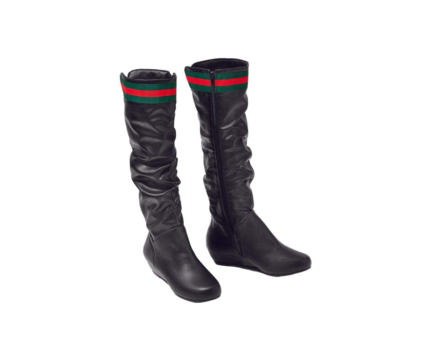 Prime-Stripe Trim Slouch Boots by EY Boutique