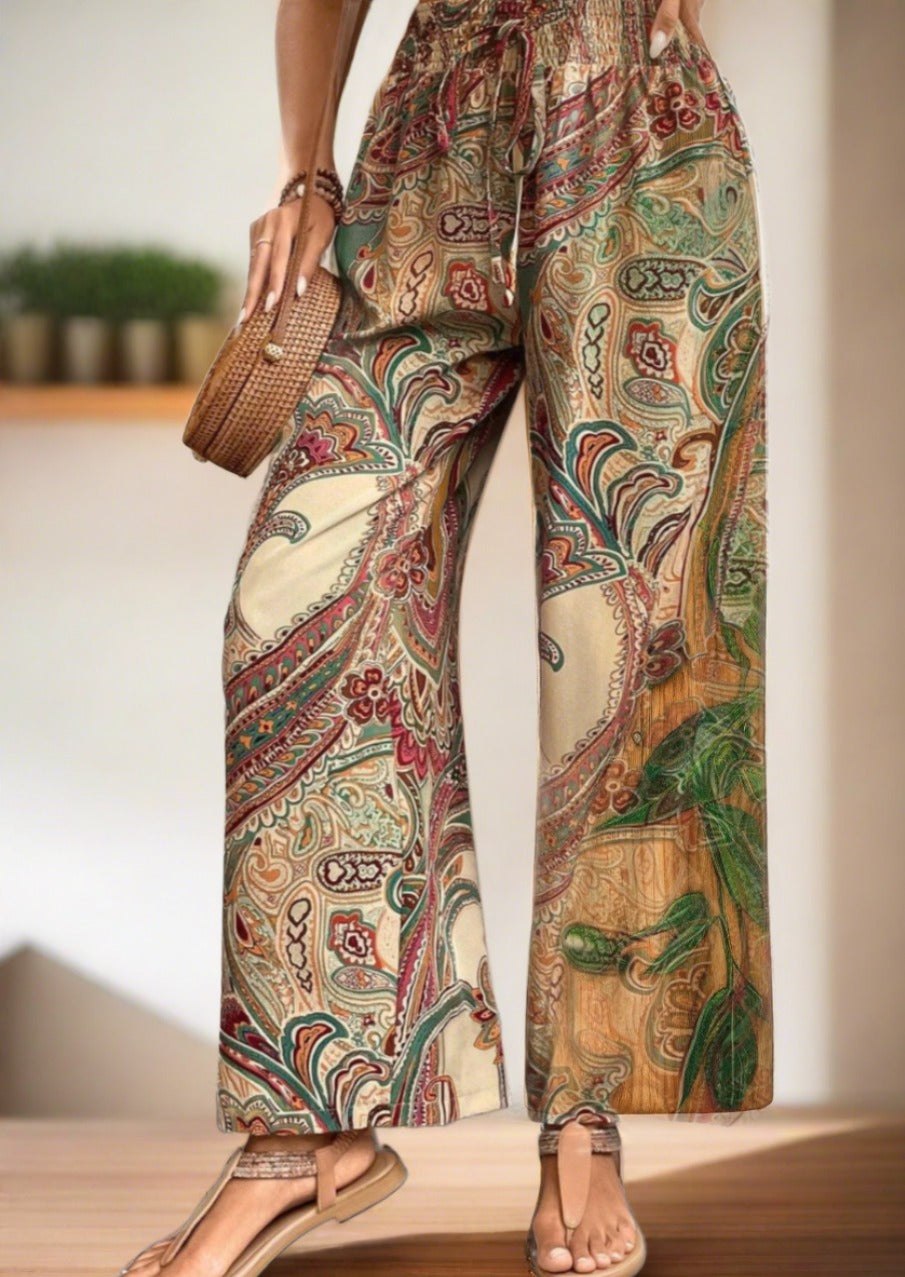Printed Wide Leg Pants - Two Color Patterns