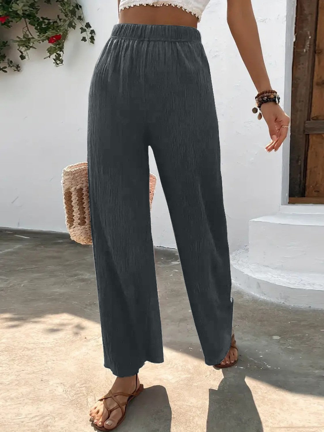 Full Size High Waist Wide Leg Pants - Five Color Choices