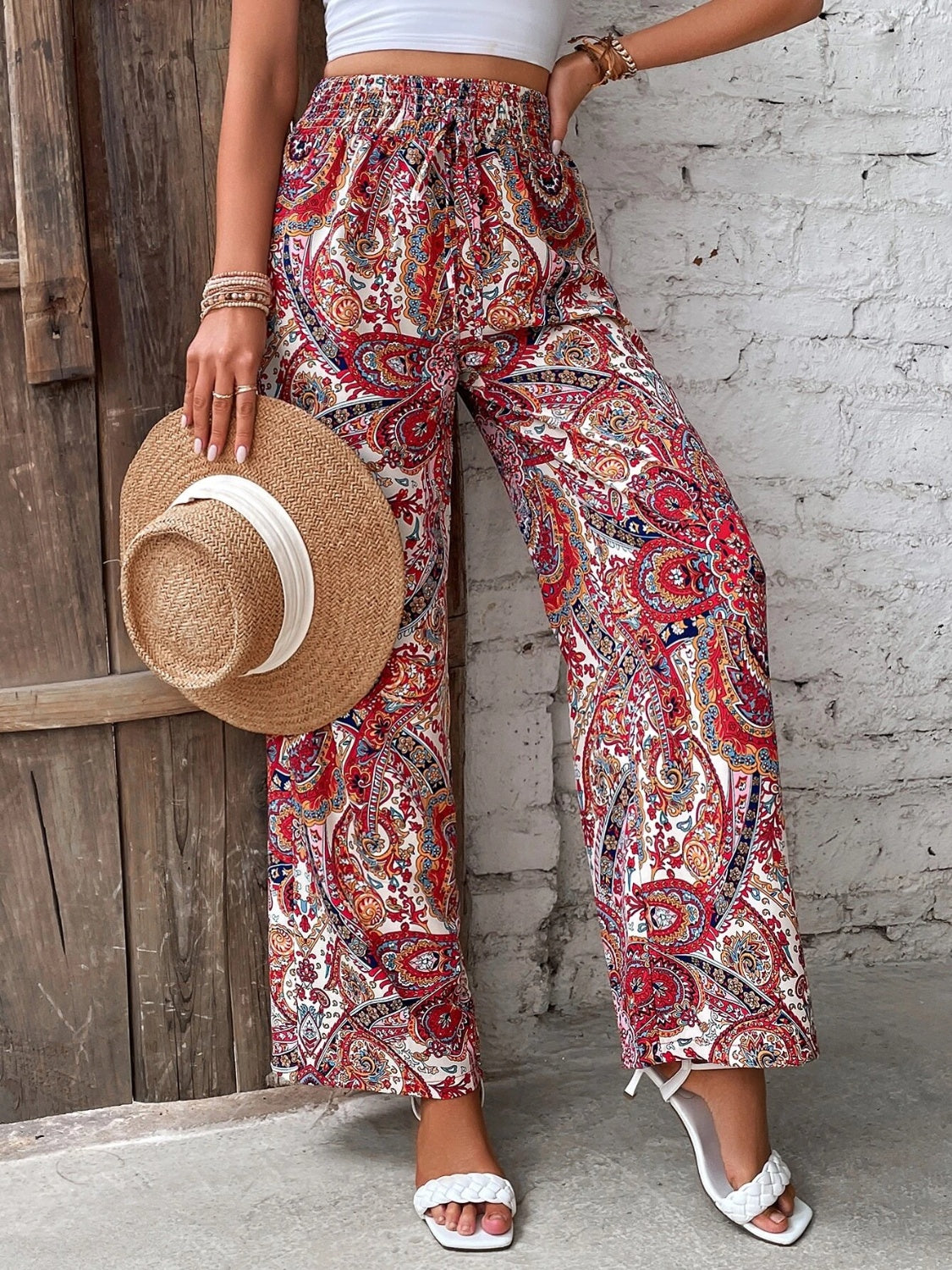 Printed Wide Leg Pants - Two Color Patterns