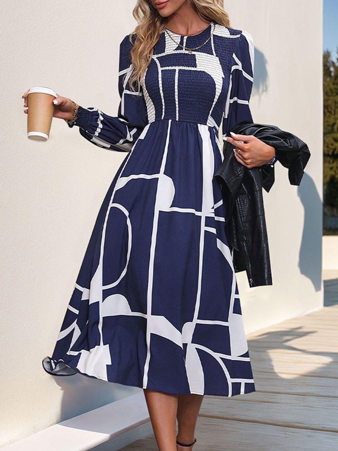 Smocked Color Block Long Sleeve Midi Dress Uylee's Boutique Smocked Color Block Long Sleeve Midi Dress Uylee's Boutique