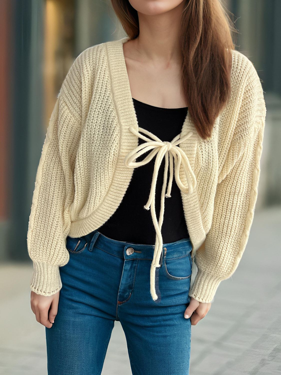 Tied Dropped Shoulder Long Sleeve Cardigan, 6 color choices