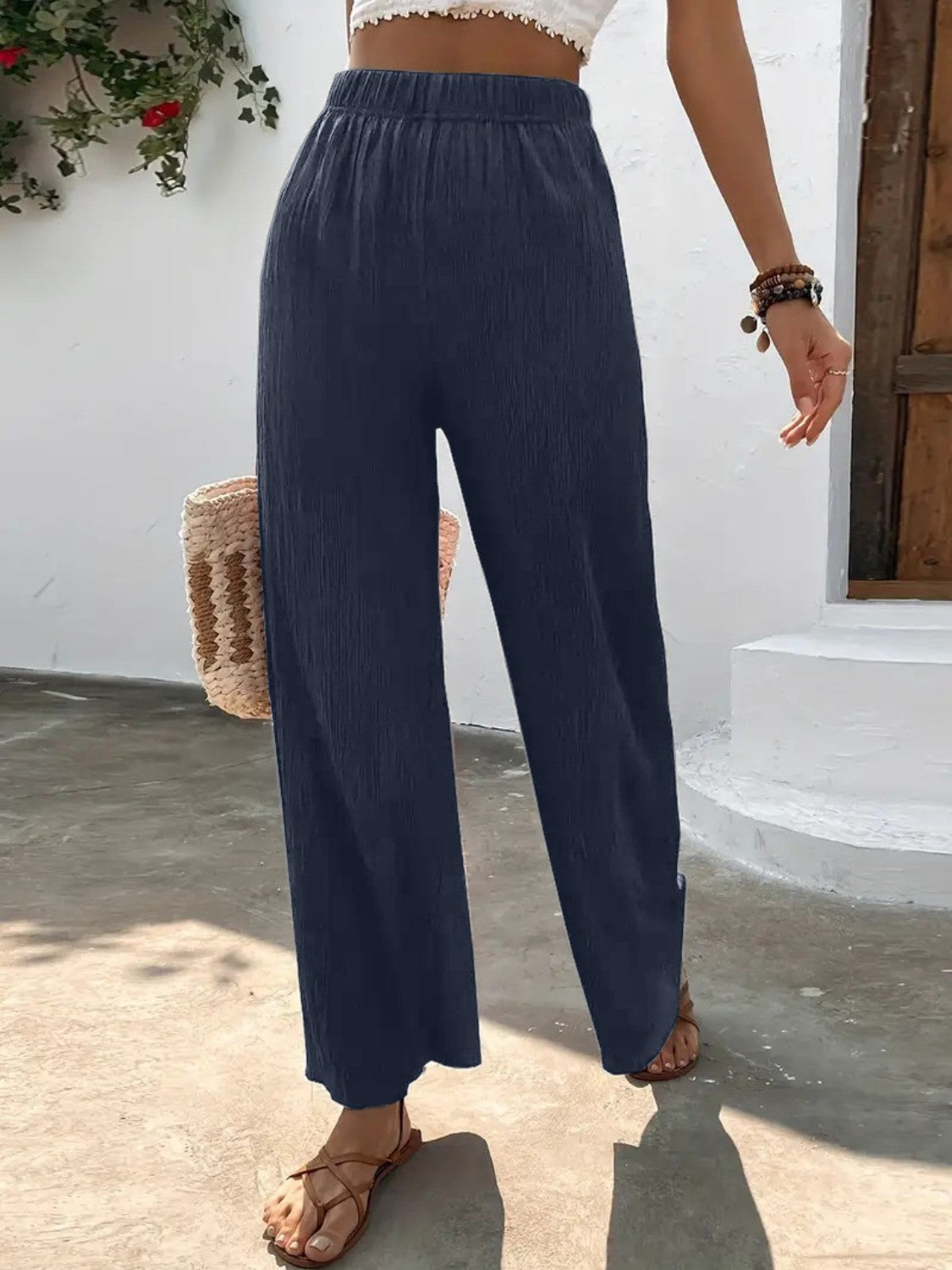 Full Size High Waist Wide Leg Pants - Five Color Choices
