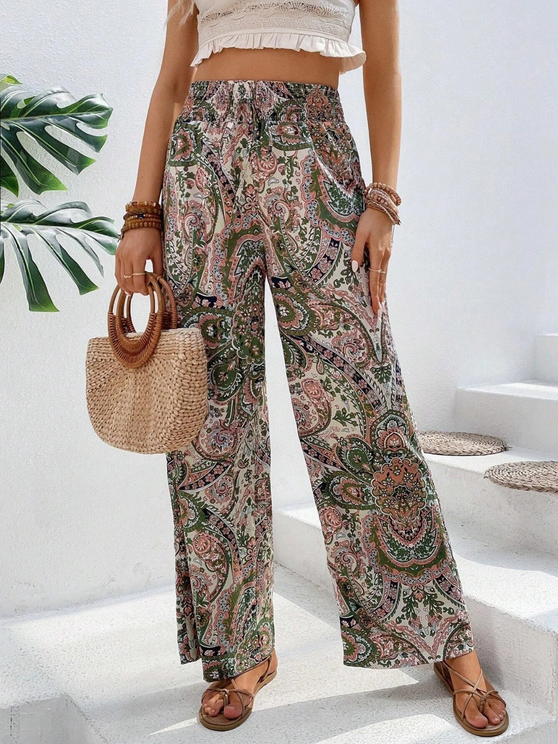 Printed Wide Leg Pants - Two Color Patterns