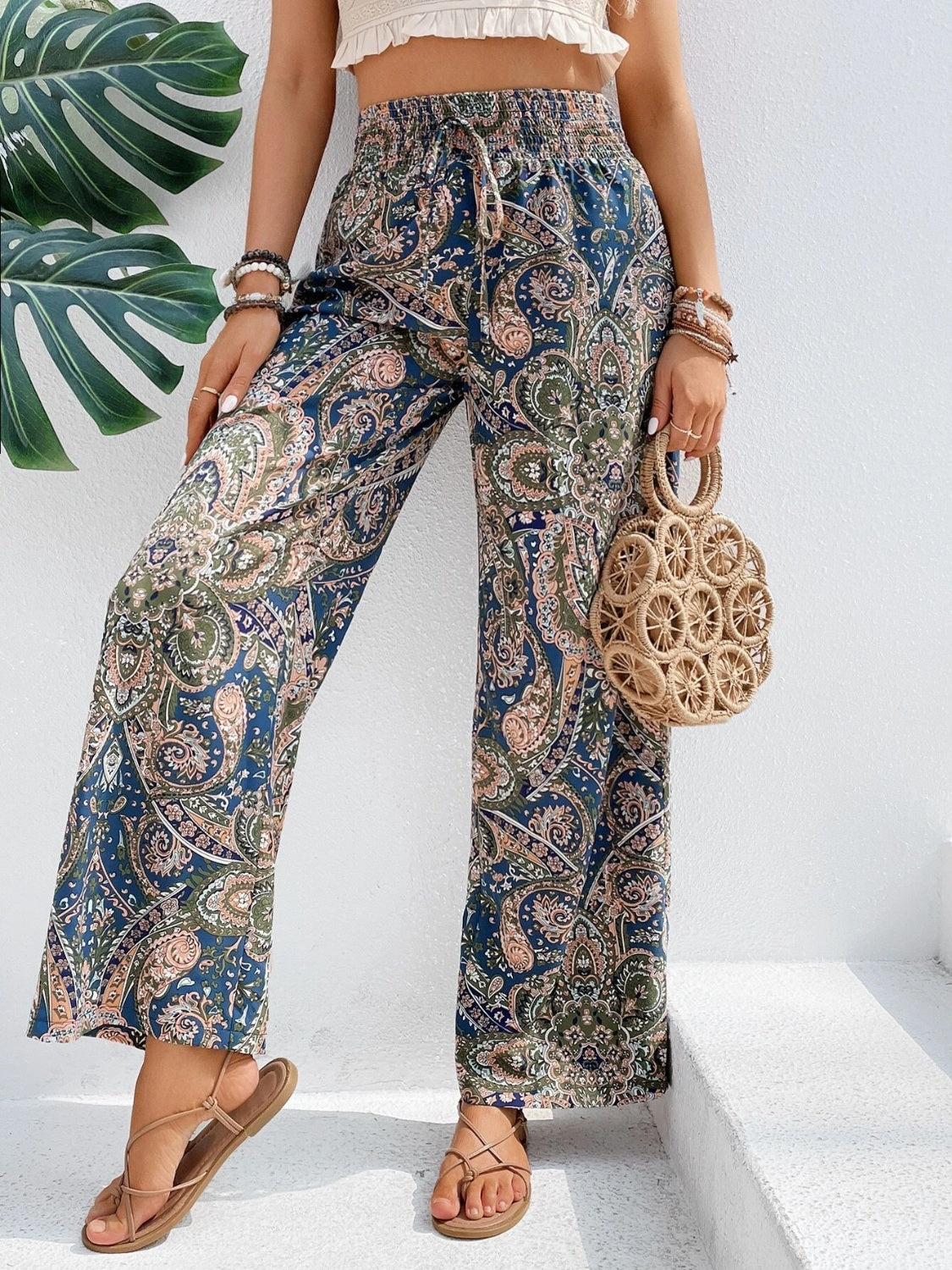 Printed Wide Leg Pants - Two Color Patterns
