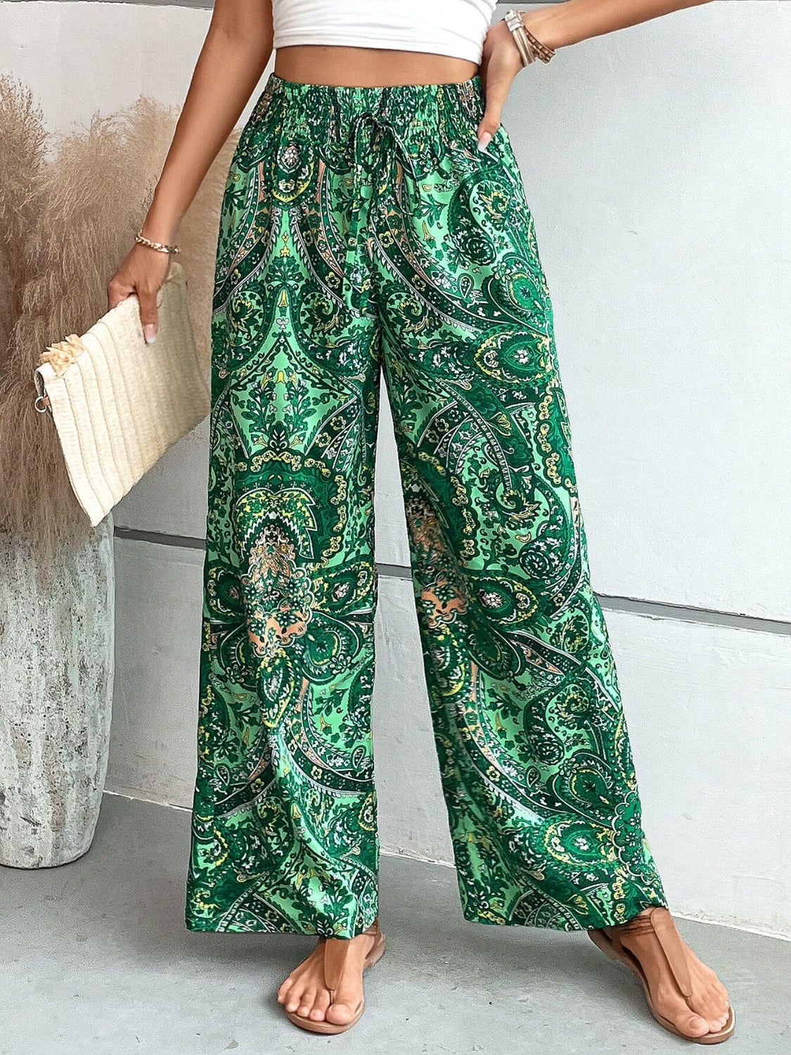 Printed Wide Leg Pants - Two Color Patterns