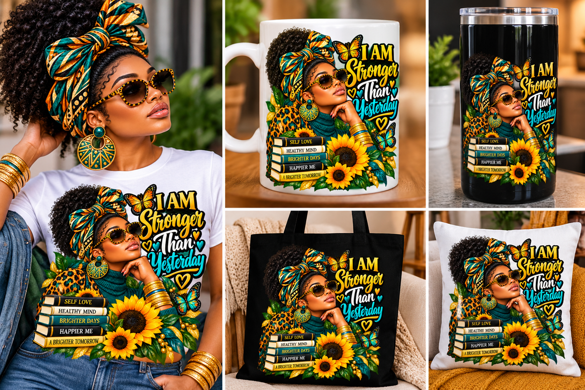 Black Woman Affirmation PNG Bundle | 10 Inspirational Black Girl Designs | Melanin Woman PNG | Sublimation T-Shirt Mug Tumbler Designs 10 images
