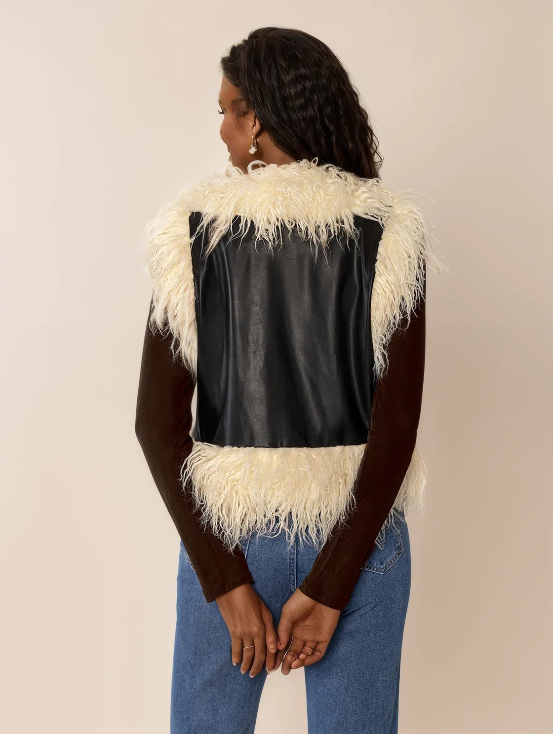 Tied Fringe Contrast Vest