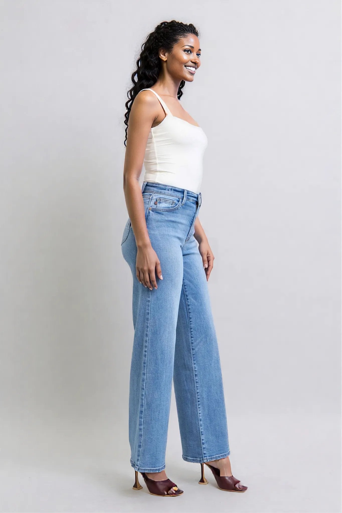 Judy Blue Full Size Wide Leg Jeans with Pockets