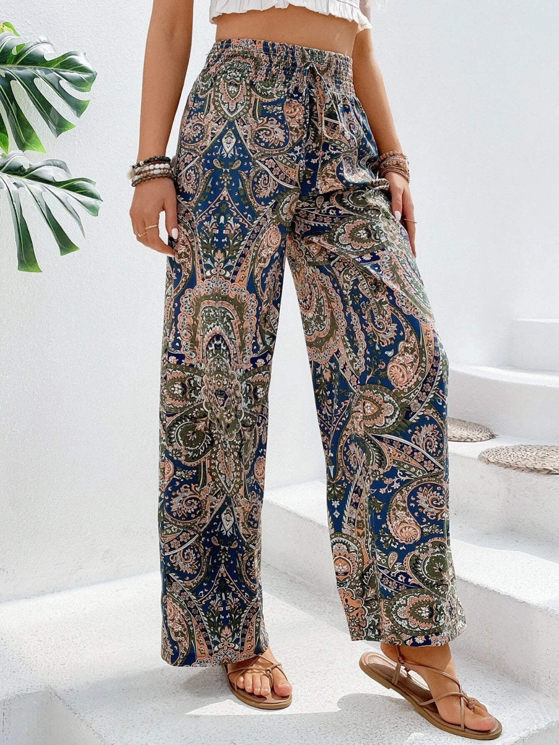 Printed Wide Leg Pants - Two Color Patterns