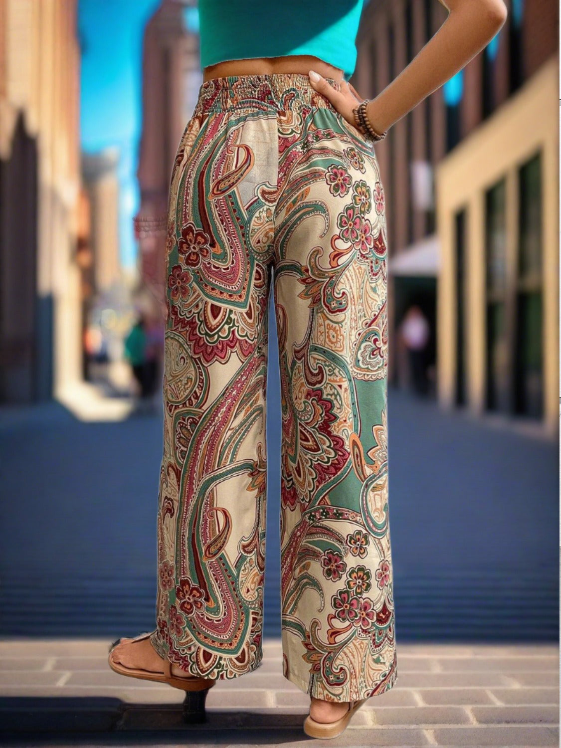 Printed Wide Leg Pants - Two Color Patterns