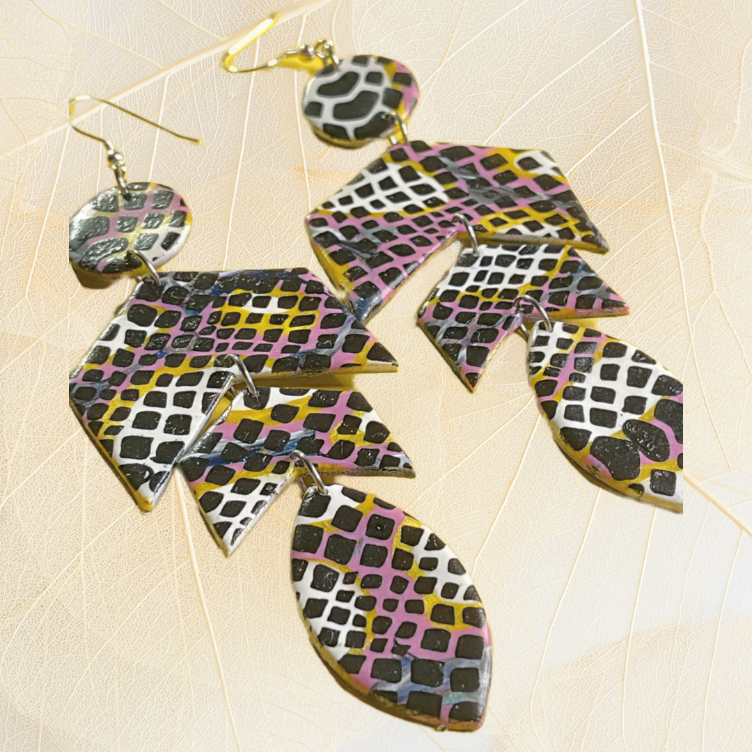 Hand Made Arrowhead Dangle Earrings - Pink Themed