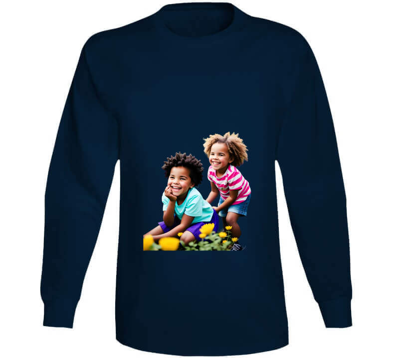 Sisters Playing In Flower Garden Ladies T Shirt