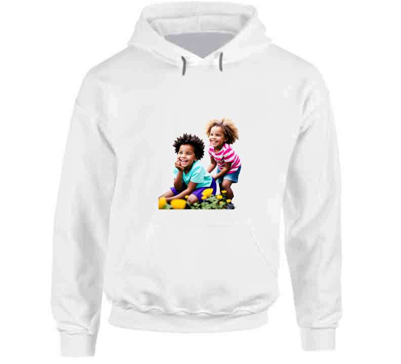 Sisters Playing In Flower Garden Ladies T Shirt