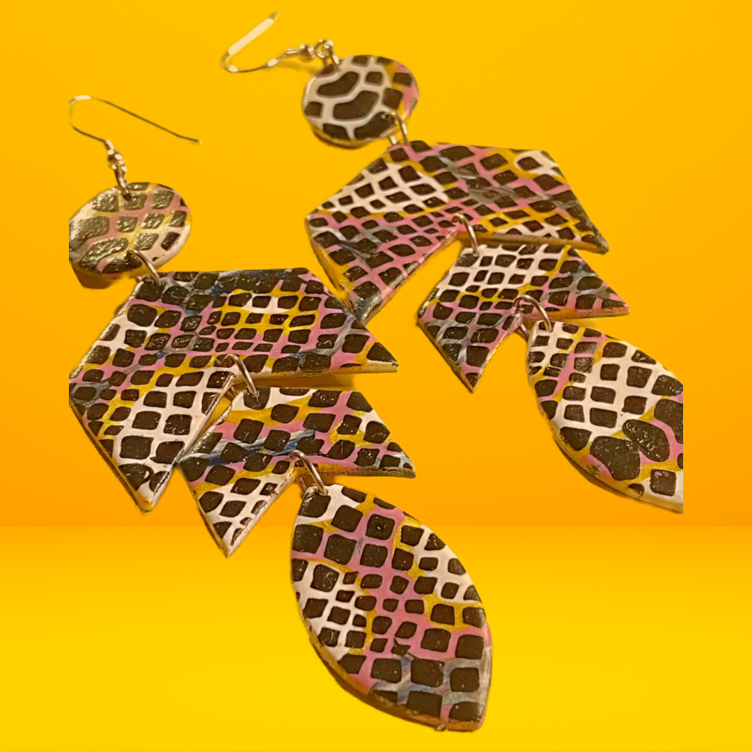Hand Made Arrowhead Dangle Earrings - Pink Themed