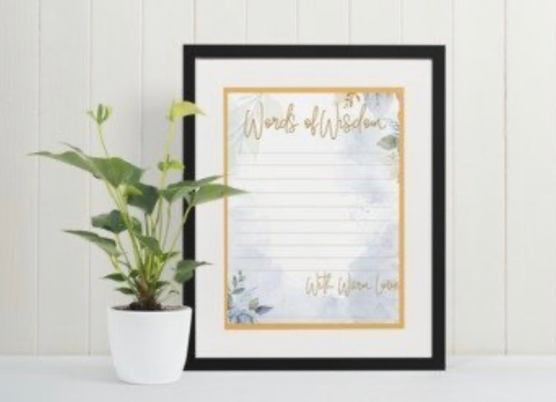 Words of Wisdom for the Parents or Bride-to-be, Baby or Bridal Shower Game (Digital Download)