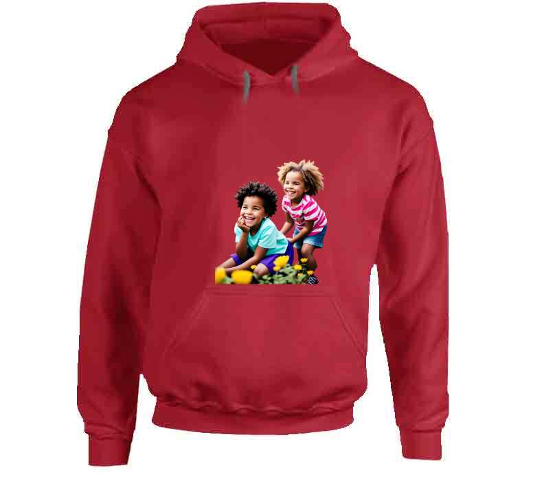 Sisters Playing In Flower Garden Ladies T Shirt