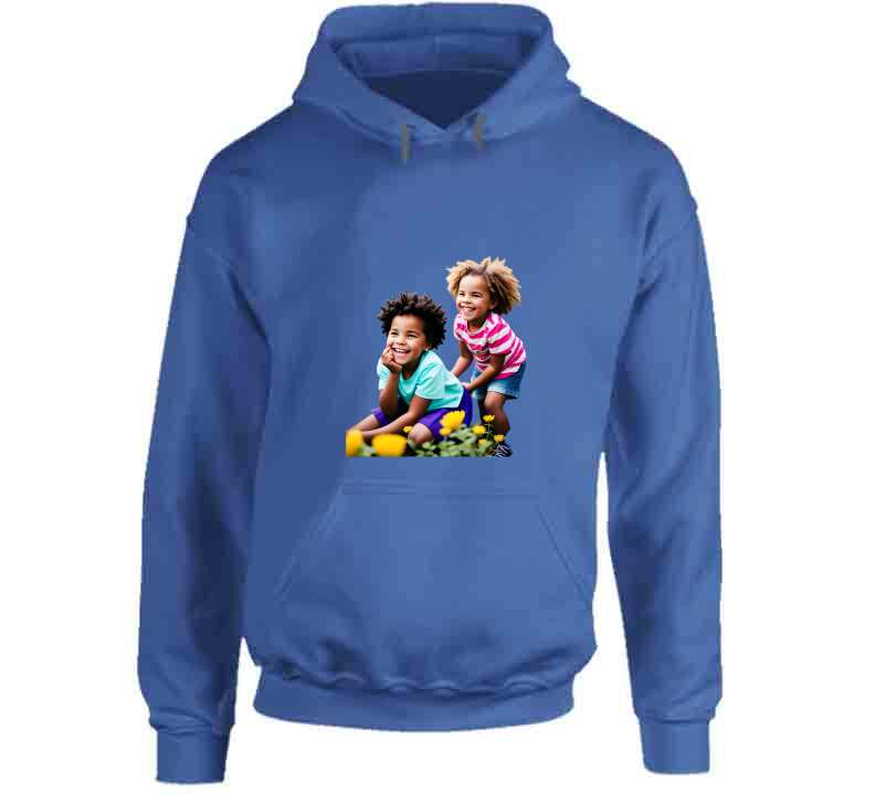 Sisters Playing In Flower Garden Ladies T Shirt