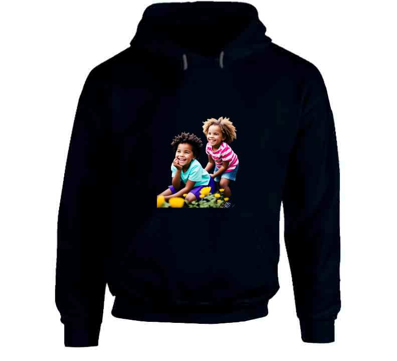 Sisters Playing In Flower Garden Ladies T Shirt