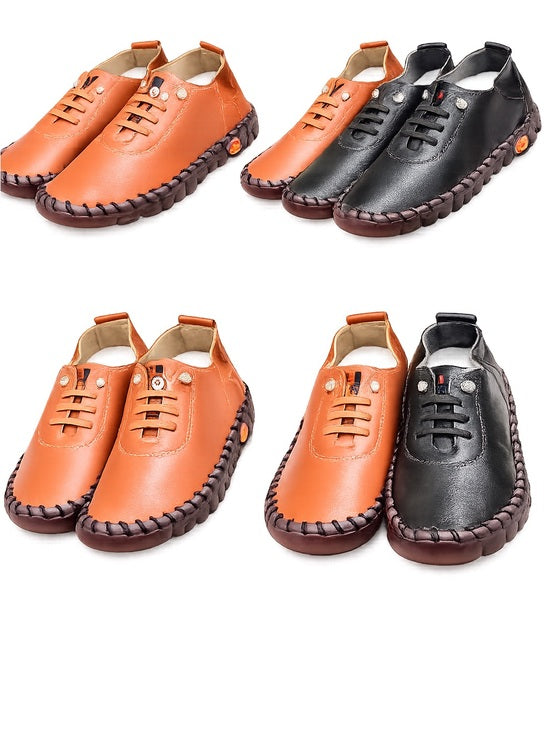 PU Leather Round Toe Slip-Ons