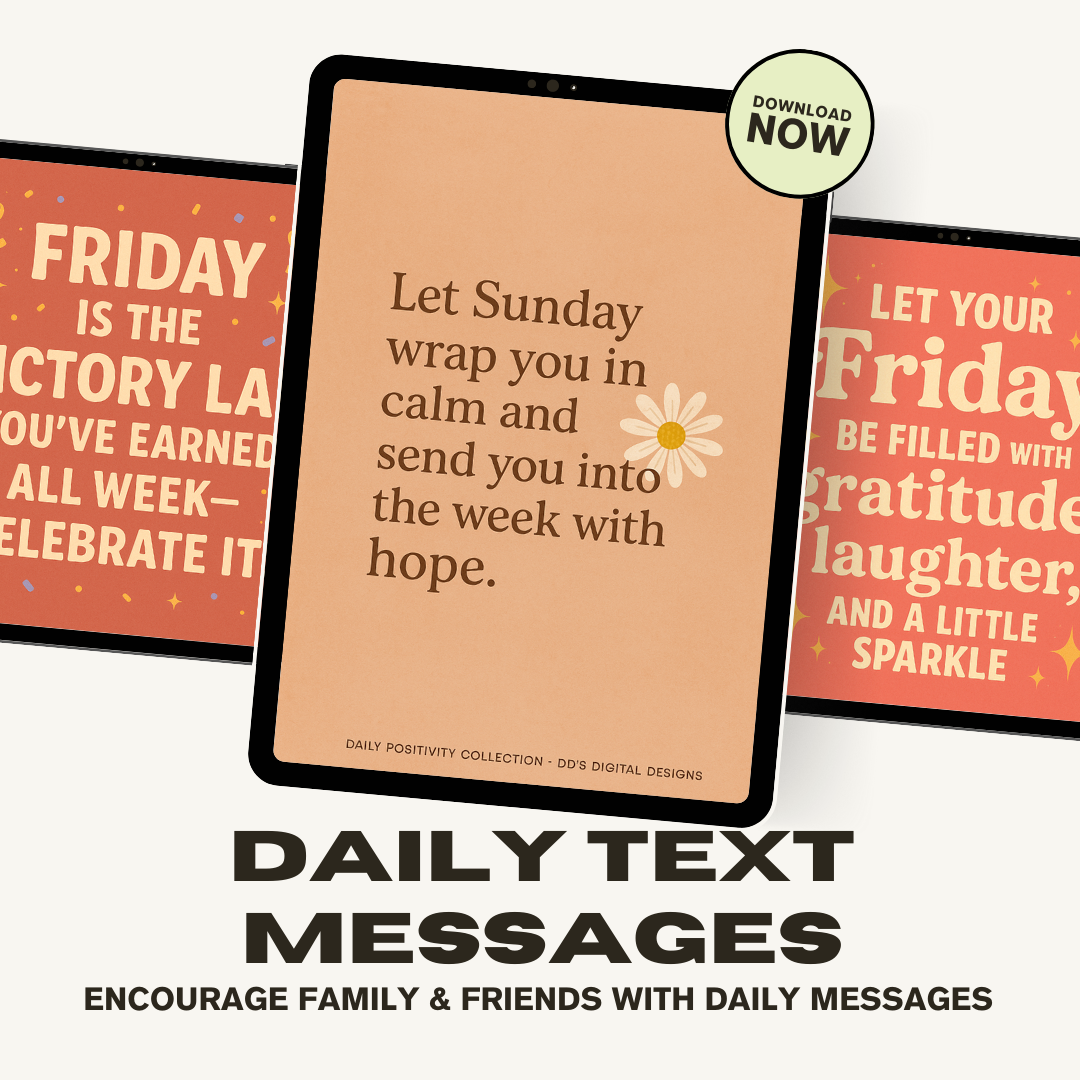 FREE DOWNLOAD: Daily Positivity Collection – 14 Motivational Day-of-Week Digital Prints | Uplifting Quotes for Wall Art, Planners & Text Messages