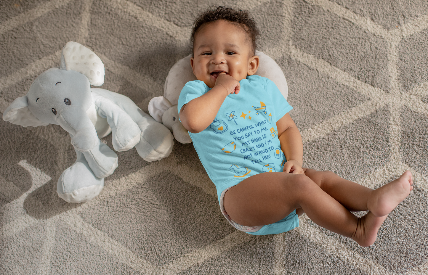 Be Careful What You Say To Me Light Blue Baby One Piece, Newborn to 24 months