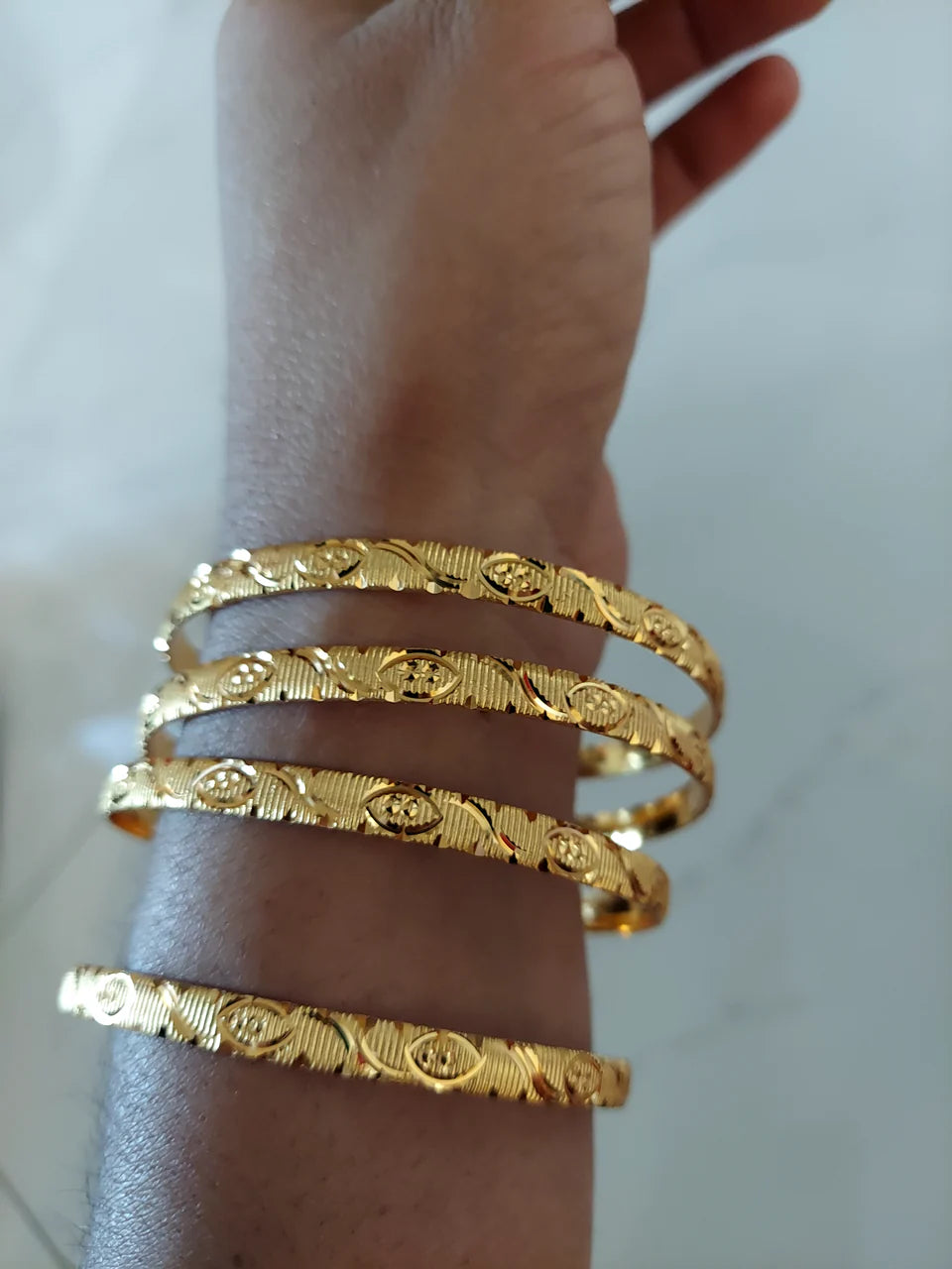 4Pcs Stackable Bangles Set-Gold Plated Bracelets