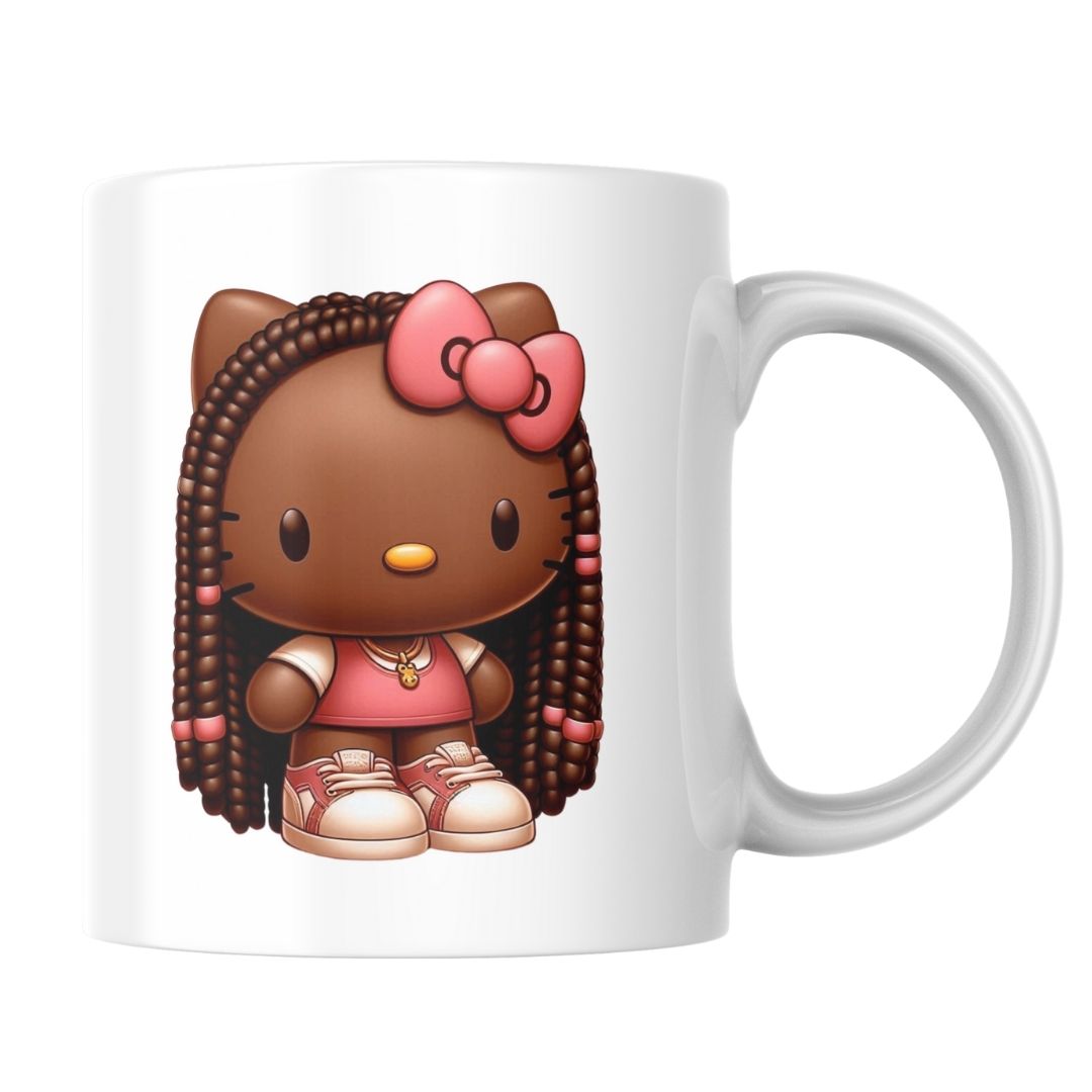Hello Kitty African American Braided Hair PNG JPG Bundle | Cute Black Girl Digital Download for Mugs, T-Shirts, Tote Bags, Stickers & More