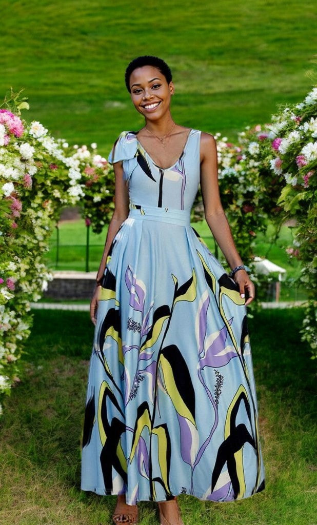 Devine Printed Sleeveless Maxi Dress