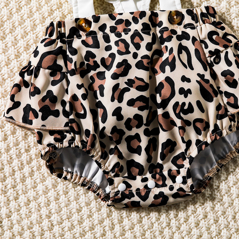 Uylee's Boutique Leopard Print Cutout Square Neck Romper