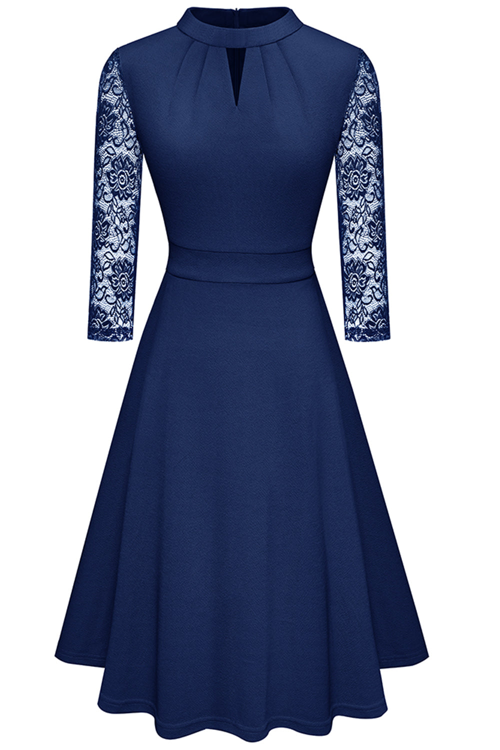 Round Neck Three-Quarter Sleeve Cutout Dress