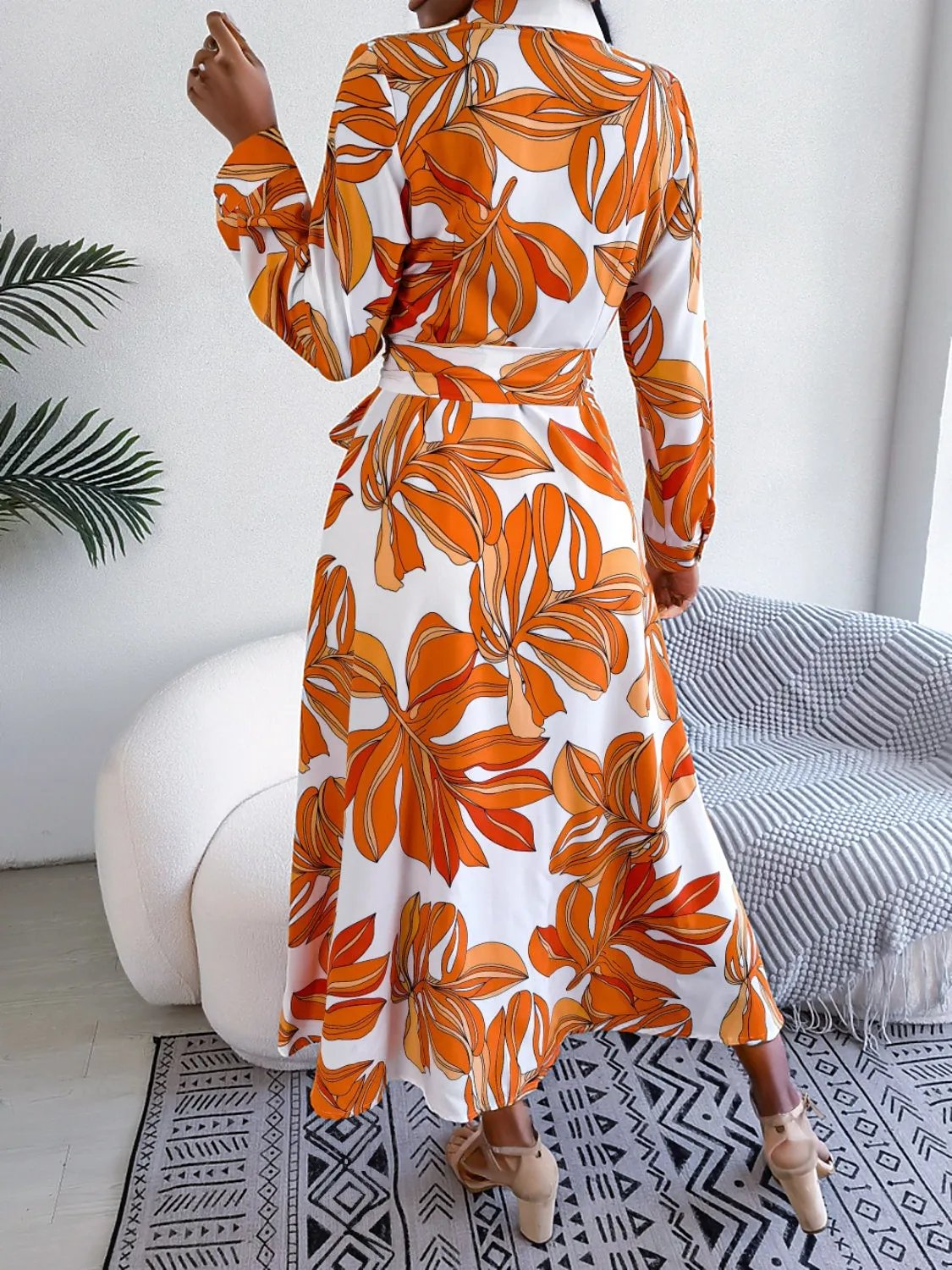 Tied Button Up Long Sleeve Dress - Three Color Choices