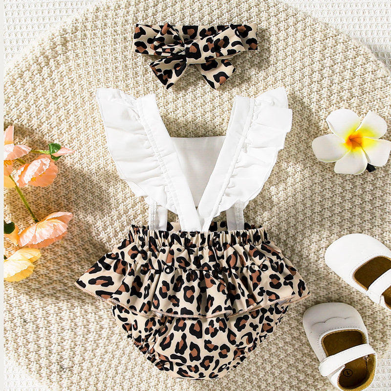 Uylee's Boutique Leopard Print Cutout Square Neck Romper