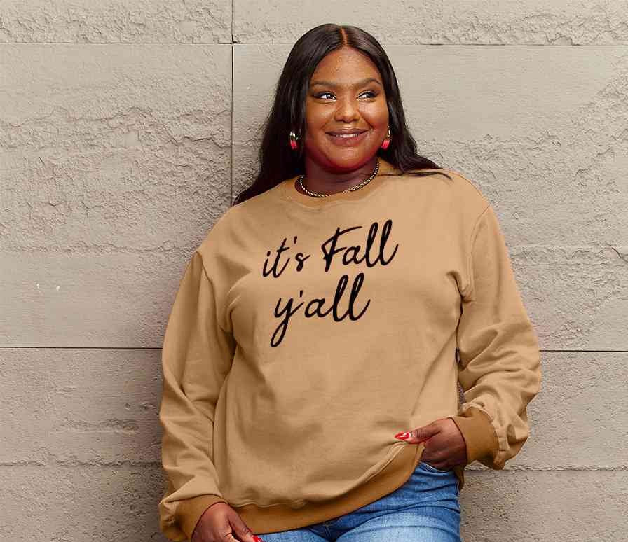 Simply Love Full Size IT'S FALL Y'ALL Graphic Sweatshirt