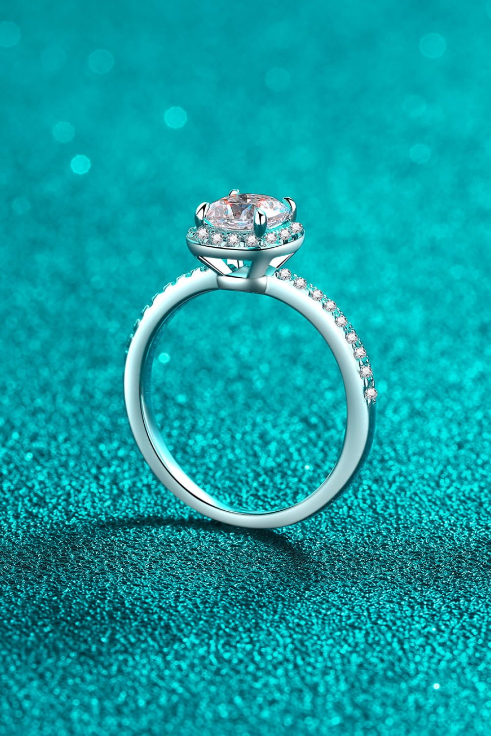 1 Carat Moissanite 925 Sterling Silver Halo Ring - Uylee's Boutique