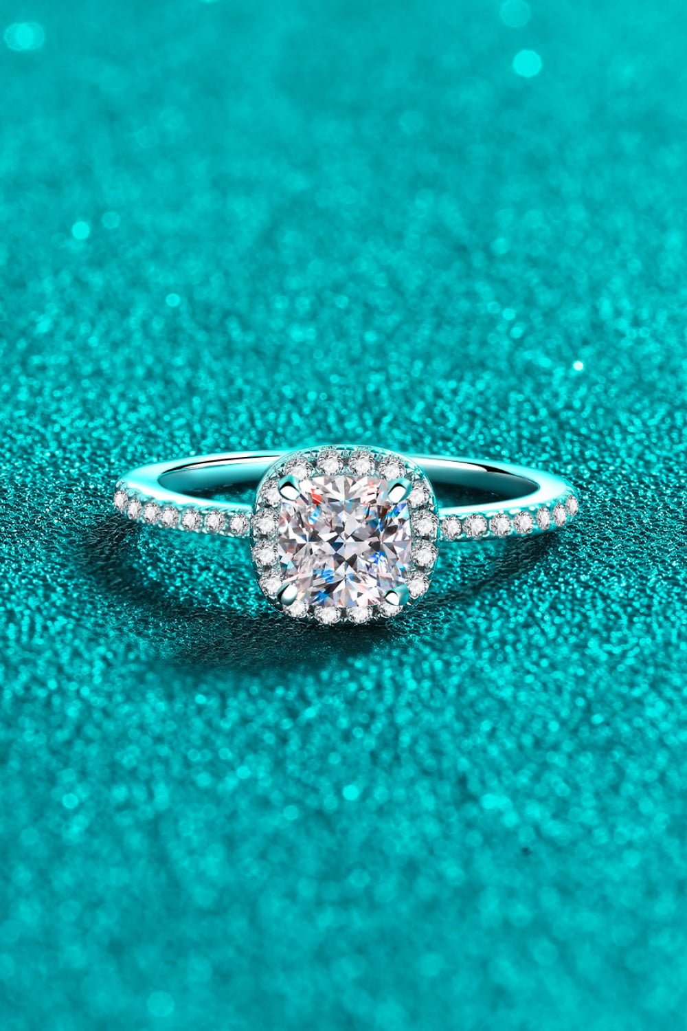 1 Carat Moissanite 925 Sterling Silver Halo Ring - Uylee's Boutique
